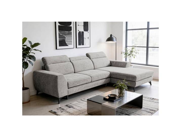 Mid.you Ecksofa Muenster, Cappuccino, Metall, Uni, Ottomane rechts, L-Form, 264x191 cm, Rücken echt, Armteil links, Armteil rechts, Wohnzimmer, Sofas & Couches, Wohnlandschaften, Ecksofas mit Schlaffunktion