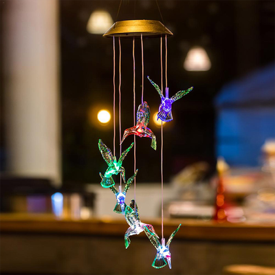 HomeDecorAndMore LLC Solar Hummingbird Wind Chimes Hanging Solar Hummingbird Lights For Indoor & Outdoor Decor, Gift For Garden Lovers Solar Hummingbird Wind Chimes Hanging Solar Hummingbird Lights For Indoor & Outdoor Decor, Gift For Garden Lovers