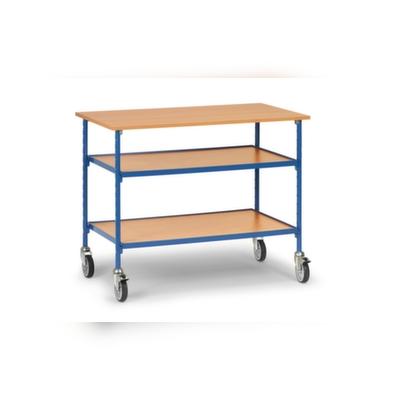 Fetra Rolltisch, Tragl. 150kg, Griff Holzplatte, Ladefl. LxB 1120x650mm, Holzböden, RAL5007