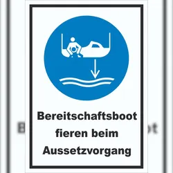 HB-Druck Bereitschaftsboot fieren beim Aussetzvorgang Schild A6 (105x148mm)