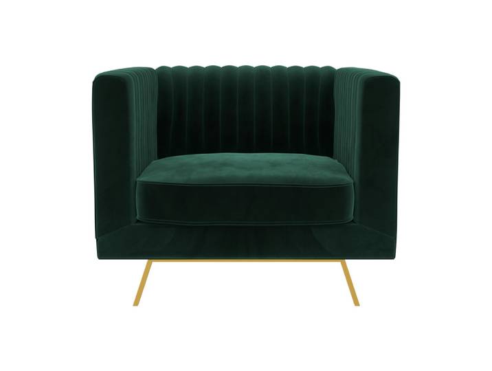 Fauteuil en velours vert foncé