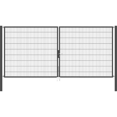 Zaundoppeltür ALBERTS "Flexo", grau (anthrazit), B:400cm H:180cm, Stahl, Tore, in verschiedenen Abmessungen