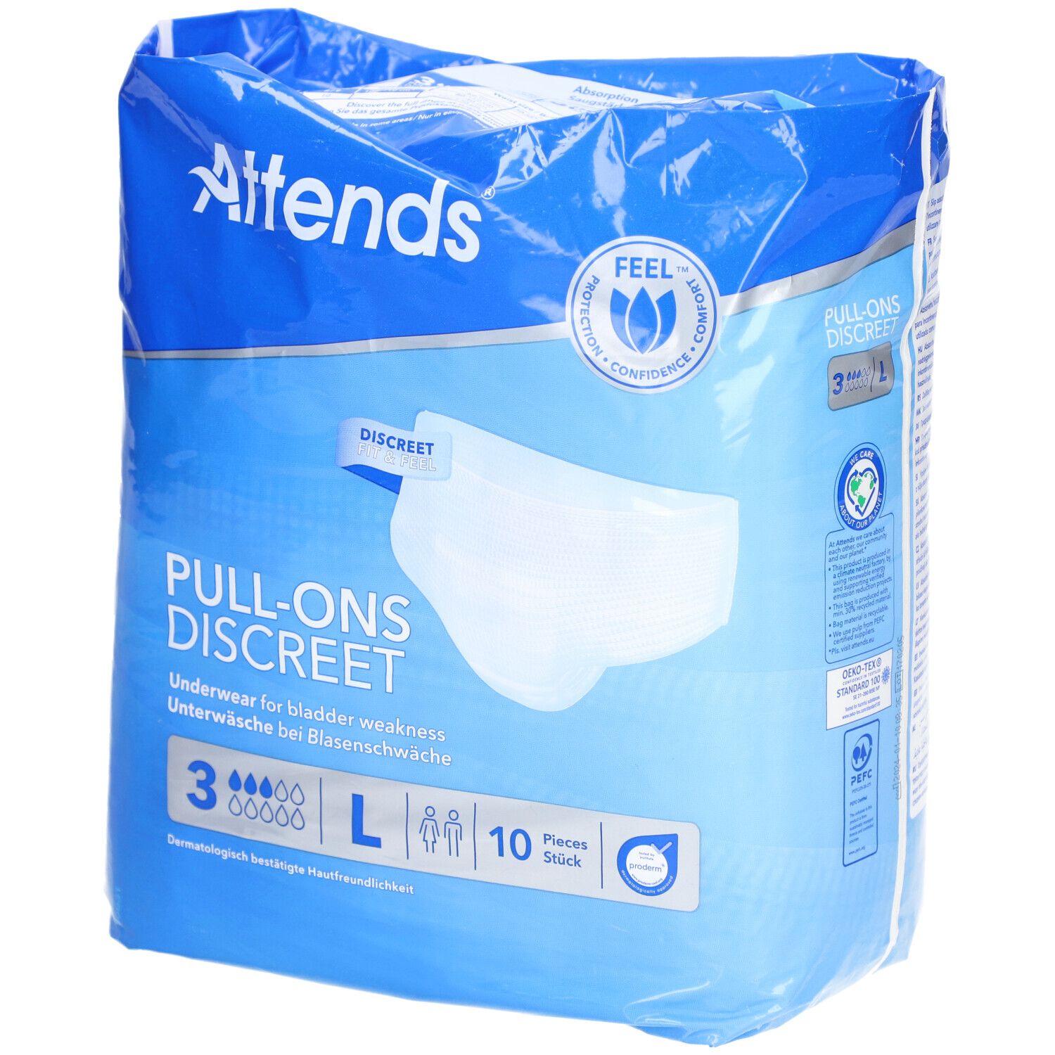Attends Pull-Ons Discreet Underwear 3 L 10 St Beutel