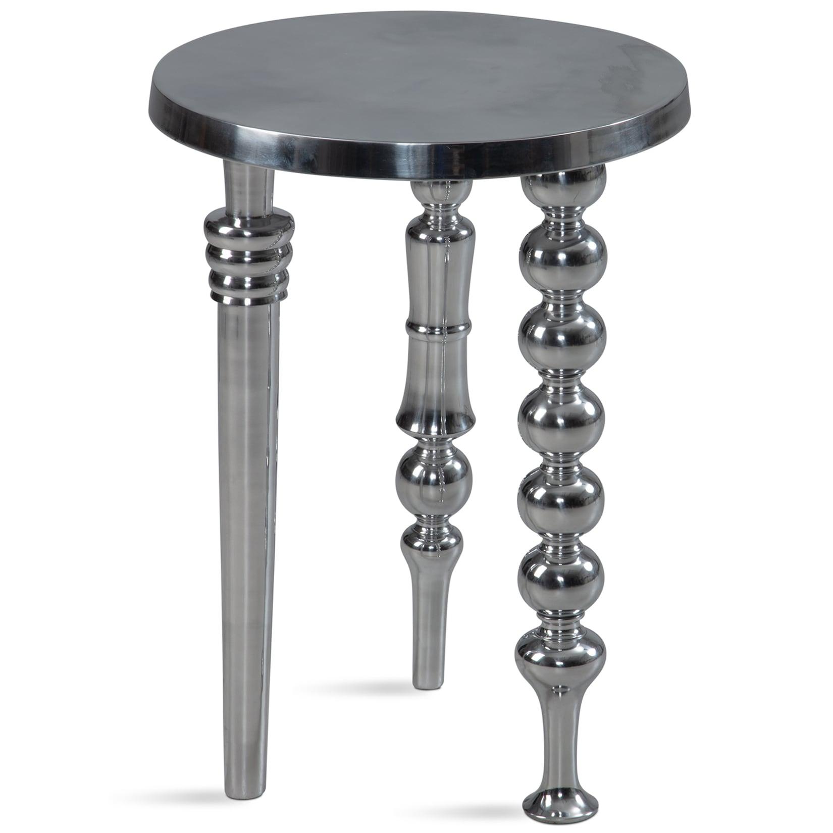 KADIMA DESIGN Beistelltisch 44x44x63 cm Aluminium, Dreibein Design in Silber