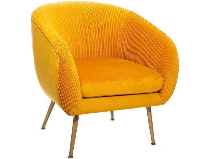 Atmosphera fauteuil velours oker - 75 x 70 x 78 cm