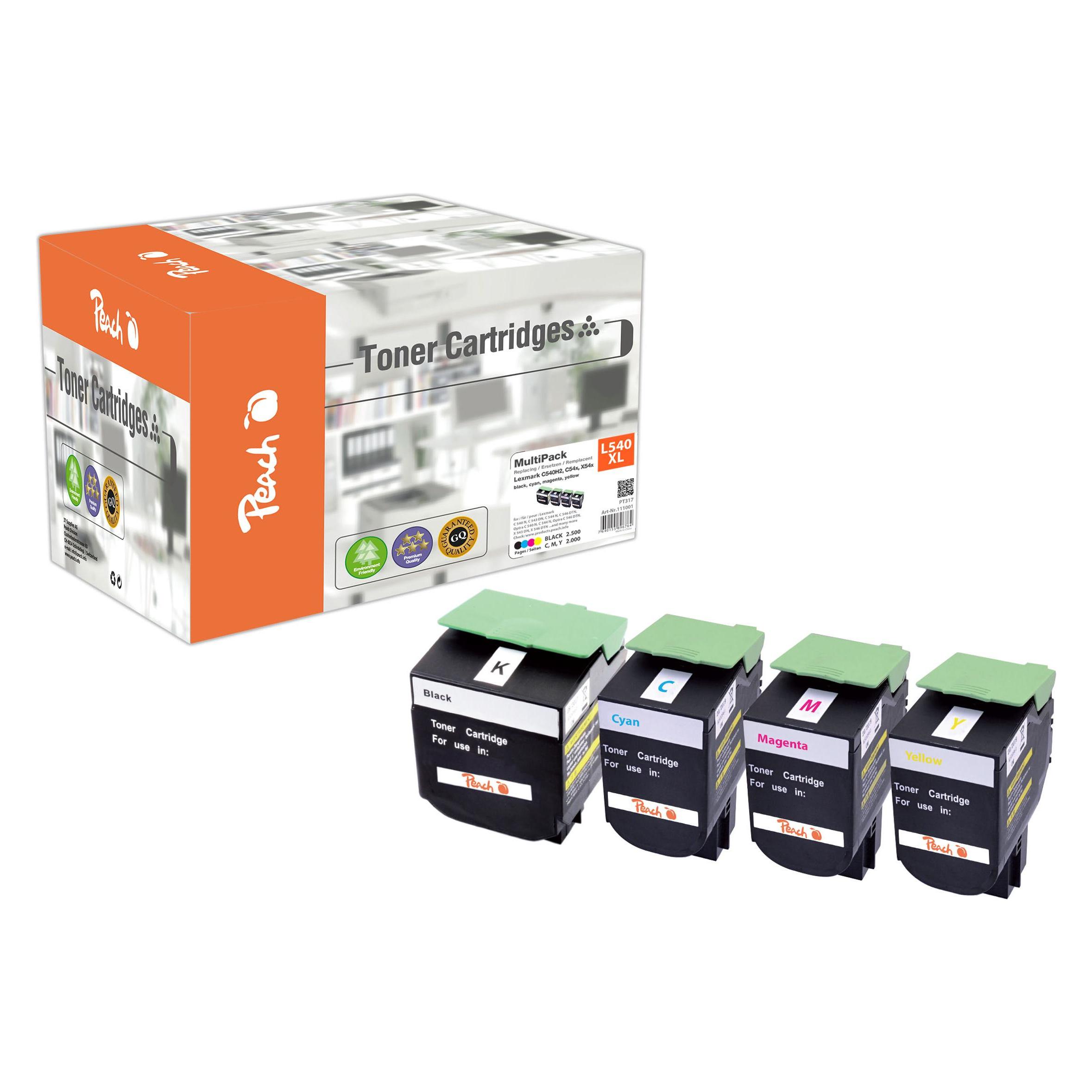Peach Multipack zu Lexmark C540H2, C54x, X54x (BK, C, M, Y) (PT317)