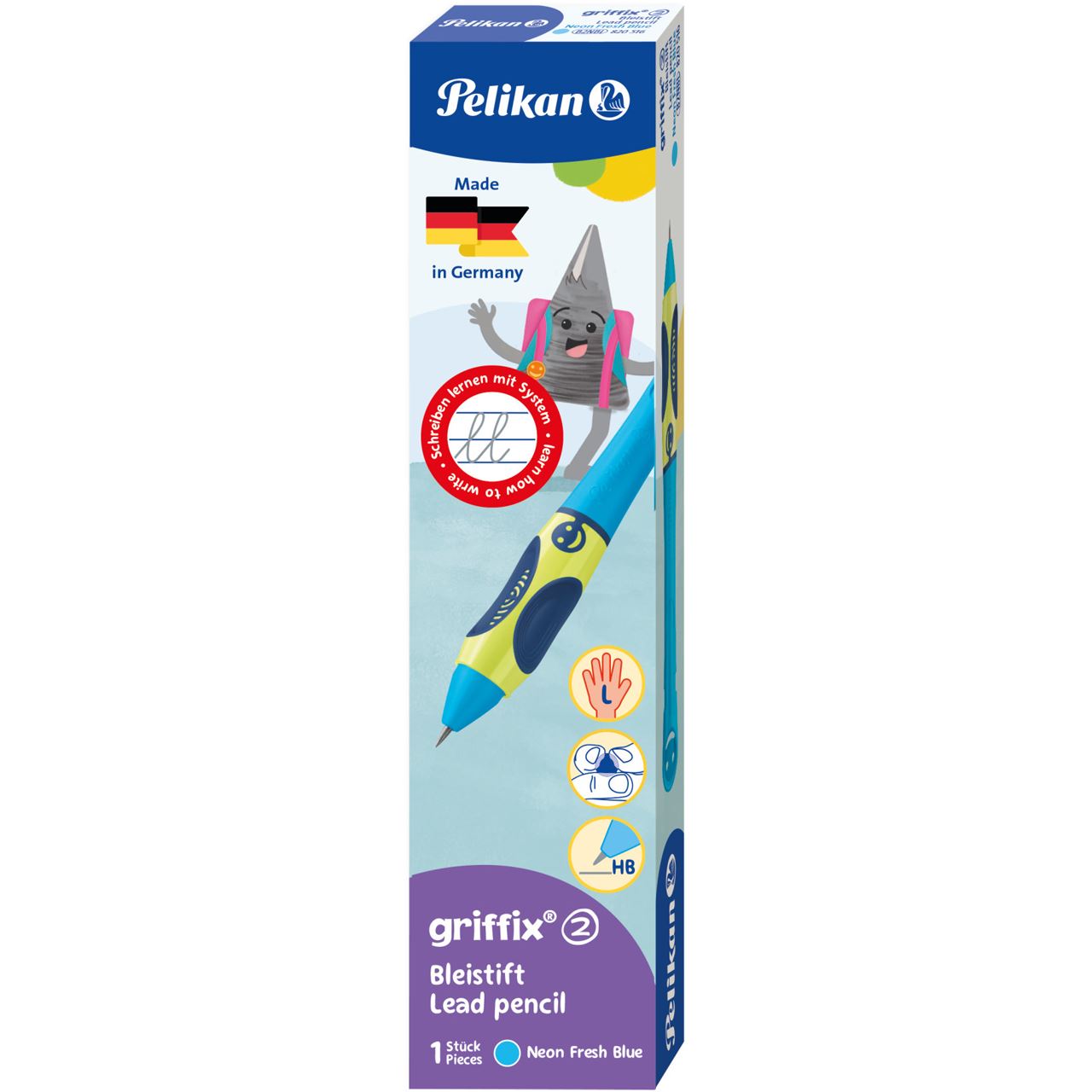 Pelikan griffix Bleistift Linkshänder Neon Fresh Blue Faltschachtel