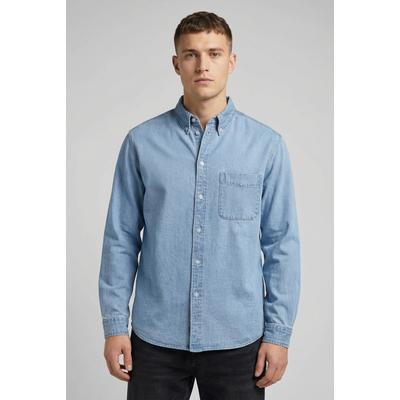 Jeanshemd ONLY & SONS "ONSORSON REGULAR YFM DNM SHIRT NOOS", Herren, Gr. L, N-Gr, blau (light blau denim), Denim/Jeans, Obermaterial: 100% Baumwolle, unifarben, regular fit normal, 1-Knopf-Manschette, Hemden Jeanshemd, Baumwolle, normal geschnitten