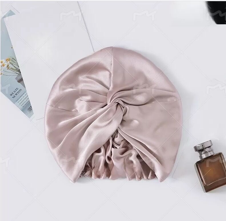 INF Schlafhaube aus 100 % Seide für Damen, doppellagige Seidenschlafhaube lotus rosa