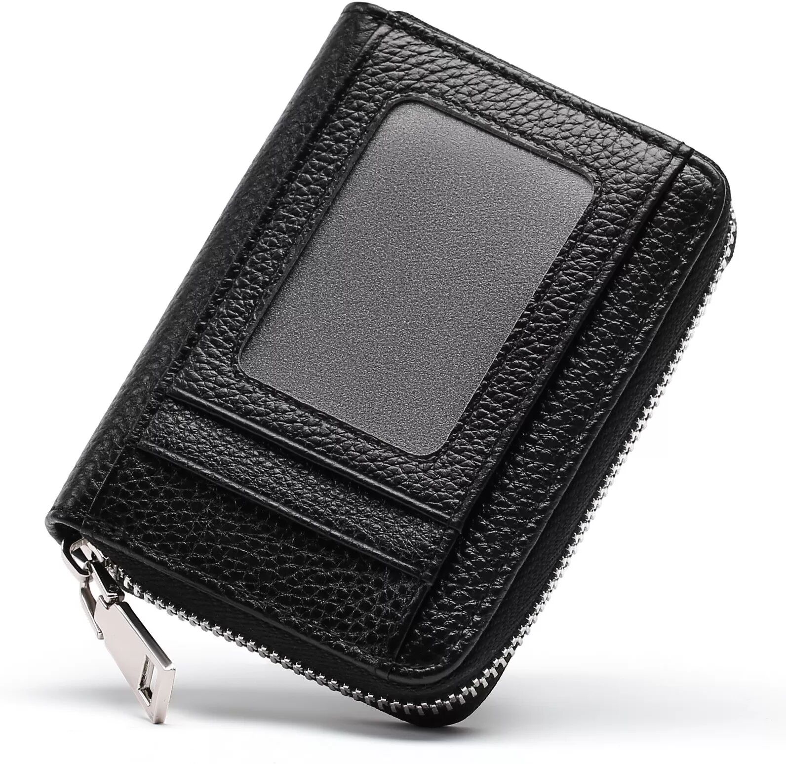 INF RFID-blockierende Lederbrieftasche mit Akkordeon-Design Schwarz