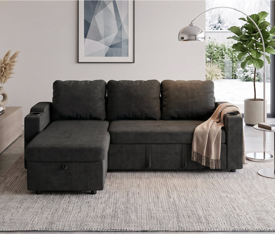 Rebrilliant Sectional Black 90cm H X 200cm W X 125cm D