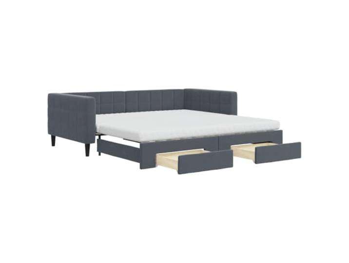 PUGYNBK Schlafsofa, 100 x 200 cm, Samt, Dunkelgrau 2-in-1, zwei Schubladen mit Rollen, zwei Schaumstoffmatratzen, Gestell aus Holz und Metall