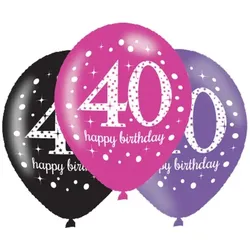 40. Geburtstag 6 Luftballons pink schwarz