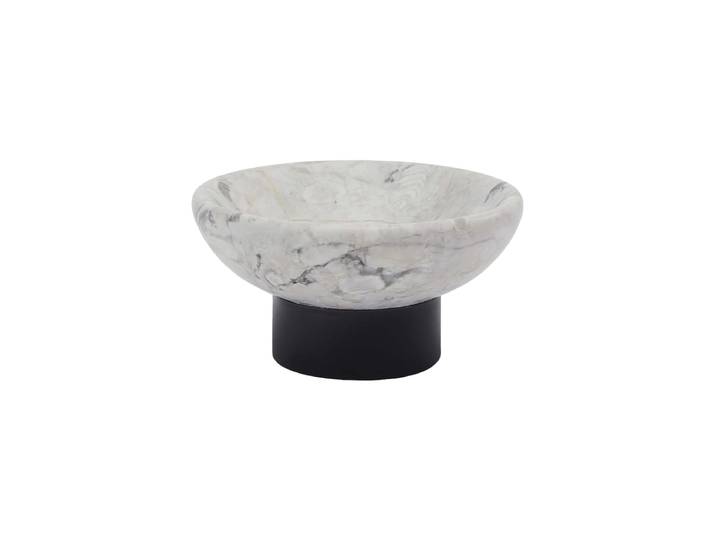 Handgefertigte, luxuriöse Seifenschale „Nero Lux“ aus Marmor, Alba Weiss marmoriert, Schwarz Aquanova