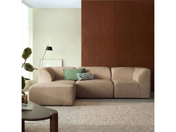 Sofa aus taupefarbenem Stoff, 4-5 Sitzplätze Vénus - Braun - Fabric