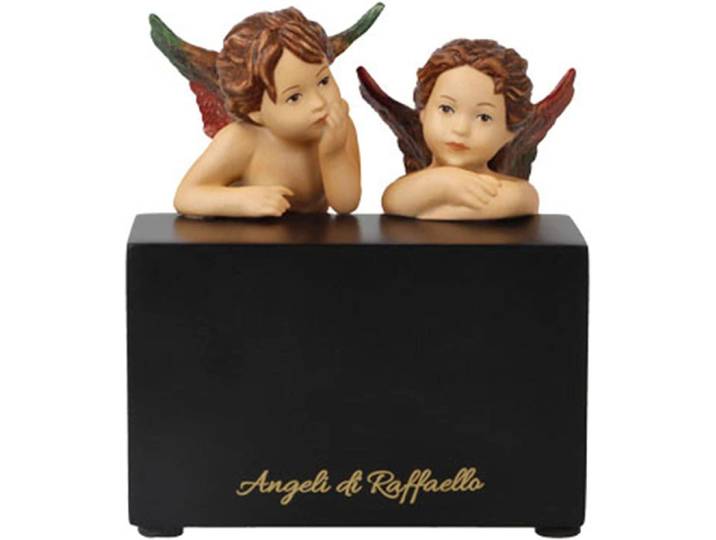 Dekofigur GOEBEL Angeli di Raffaello , schwarz (bunt), B:10cm H:11cm T:8,5cm, Porzellan, Dekofiguren, Dekofigur, Limitiert auf 500 Stück, mit Zertifikat