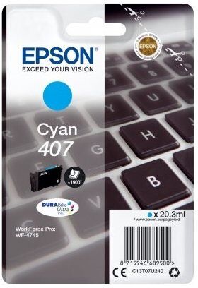 Epson 407 Blækpatron, Cyan