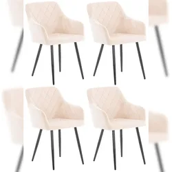 CLP 4er Set Esszimmerstuhl Shila beige/Samt