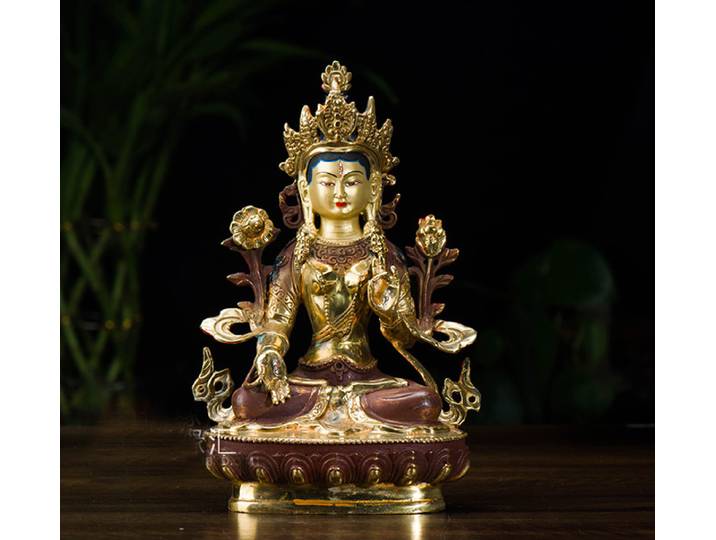 Figurine de bouddha # efficace Talisman de protection de la maison pour le bureau à domicile # Statue de bouddha Dolma en laiton, bouddhisme tibétain de 21cm de haut