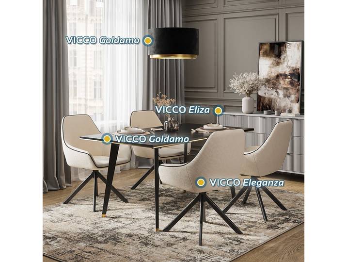 Vicco Esszimmerstuhl Eleganza, Beige, 60 x 89 cm (1 St)