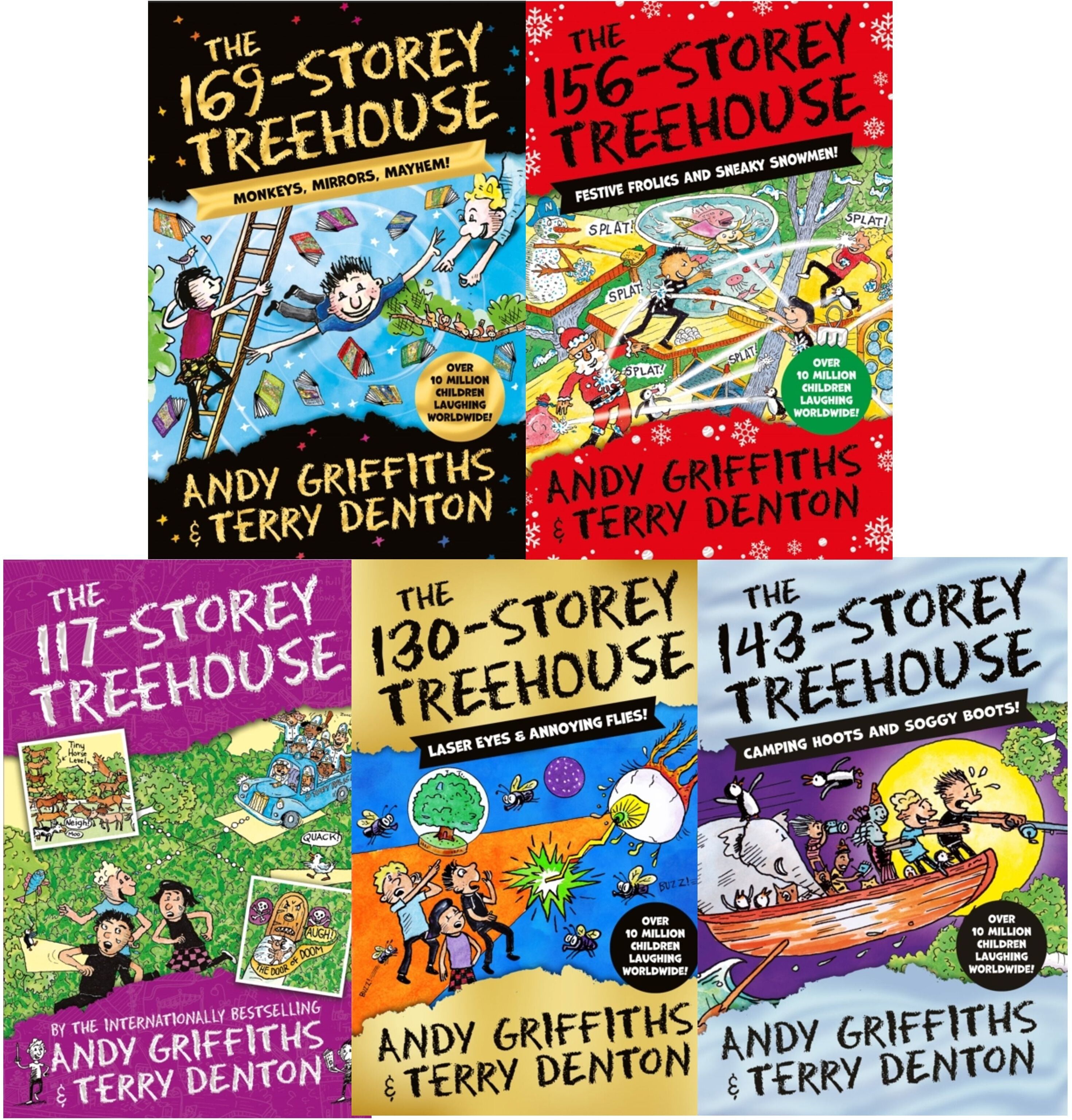 MACMILLAN The Treehouse Storey Series 5 Books Collection Set by Andy Griffiths & Terry Denton - 169 Storey, 156 Storey, 143 Storey, 130 Storey and 117 Storey.