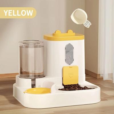Uplifted Goods Automatic Cat Food And Water Dispenser Combo yellow