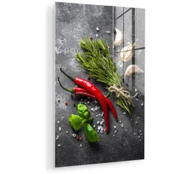 ACRYLGLASBILD Pfeffer - Kräuter - Gewürze - Beton 80x120 cm