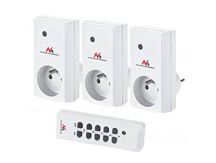 Maclean Draadloze schakelset draadloze contactdoos set met afstandsbediening max. 3600W (MCE153 3x radiografisch stopcontact + afstandsbediening)