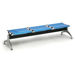 Wartezimmerbank, Traversenbank STRONG ohne Rückenlehne, 3 Sitzplätze, blau