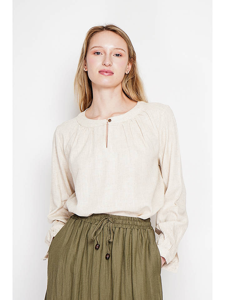 Le Jardin du Lin Leinen-Bluse in Creme - 34