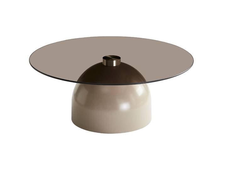 Velmorra Couchtisch rund, Durchmesser 80 cm, mit rauchfarbenem