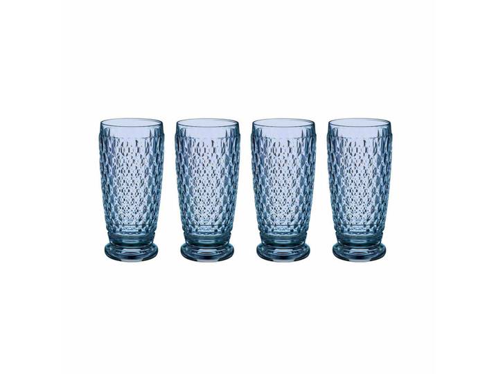 Villeroy & Boch Longdrinkgläser Boston Coloured Blau 400 ml 4er Set, Glas, Gläser, Longdrinkgläser