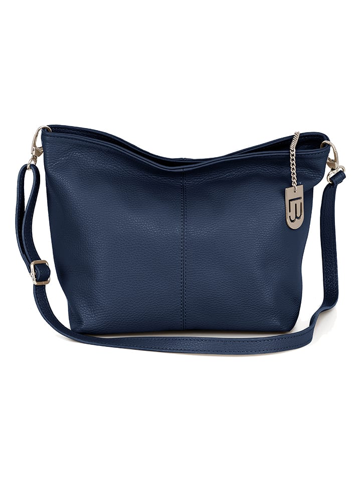 Lucca Baldi Leder-Umhängetasche "Trapani" in Dunkelblau - (B)33 x (H)25 x (T)14 cm - onesize