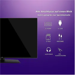 JVC 40 Zoll Fernseher LT-40VF4455 - Full HD Fernseher mit 102 cm Bildschirmdiagonale & Triple-Tuner (40", LED, Full HD), TV, Schwarz