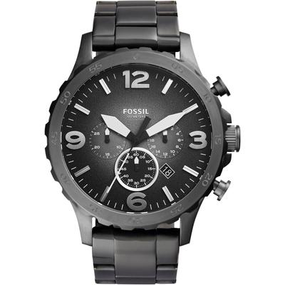 Chronograph FOSSIL "NATE", grau (anthrazit), Armbanduhren, Herren, Chronograph, Quarzuhr, Armbanduhr, Herrenuhr, Stoppfunktion, Edelstahlarmband,Datum