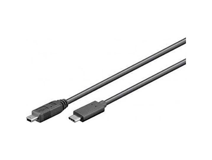 Goobay 67989 USB 2.0 Mini Type B naar USB C kabel 480 Mbits/Mini B USB naar USB A stekker adapterkabel/GoPro - kaartlezer - hubs/zwart / 0,5 m