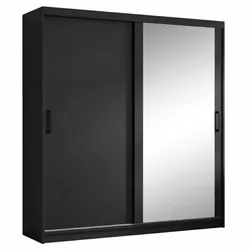 SCHWEBETÜRENSCHRANK Hela mit 2 Türen. 180 cm, Schwarz