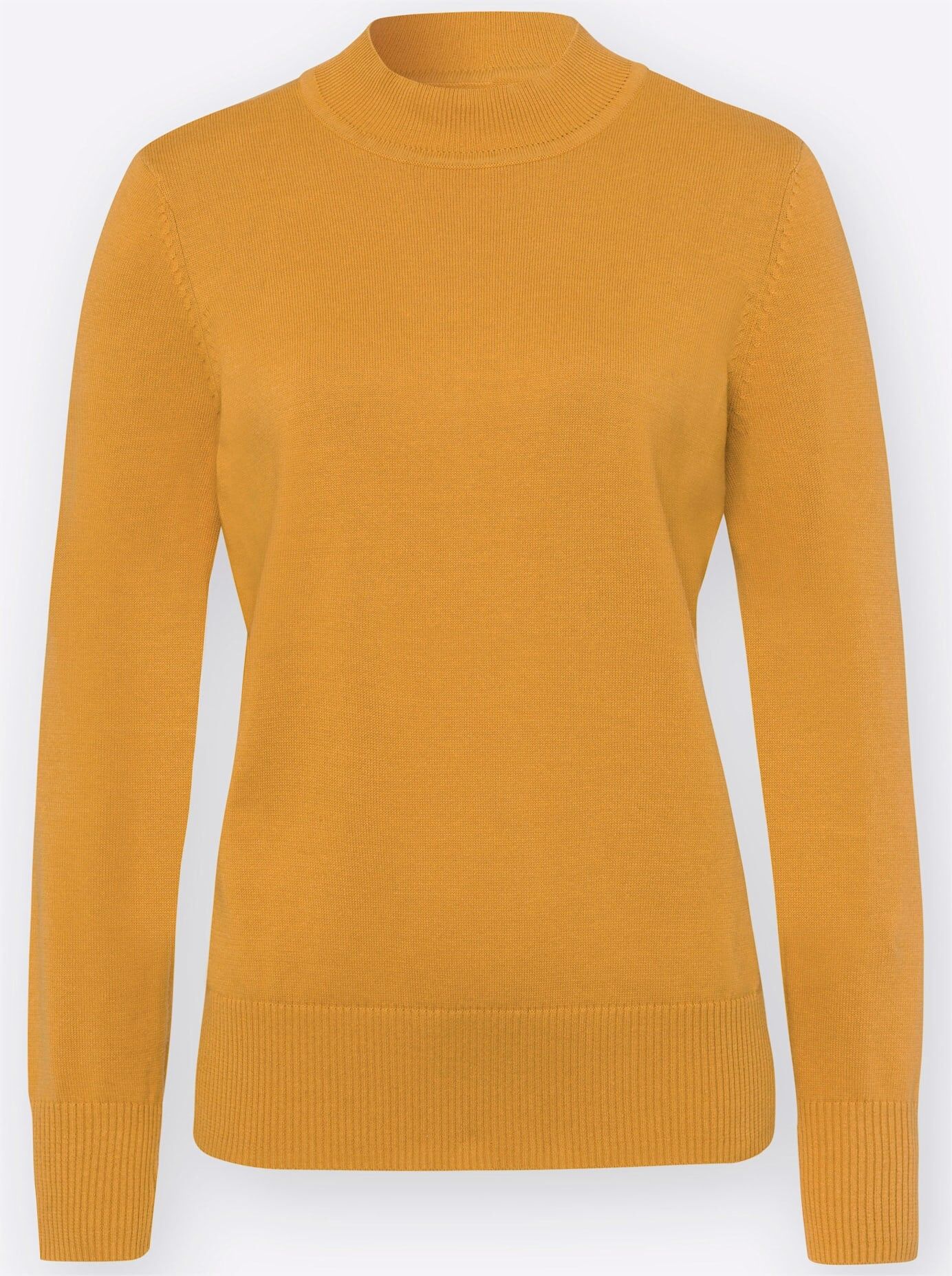 Strickpullover CLASSIC BASICS "Pullover", Damen, Gr. 56, gelb (ocker), 100% Baumwolle, unifarben, Pullover Strickpullover ocker 56