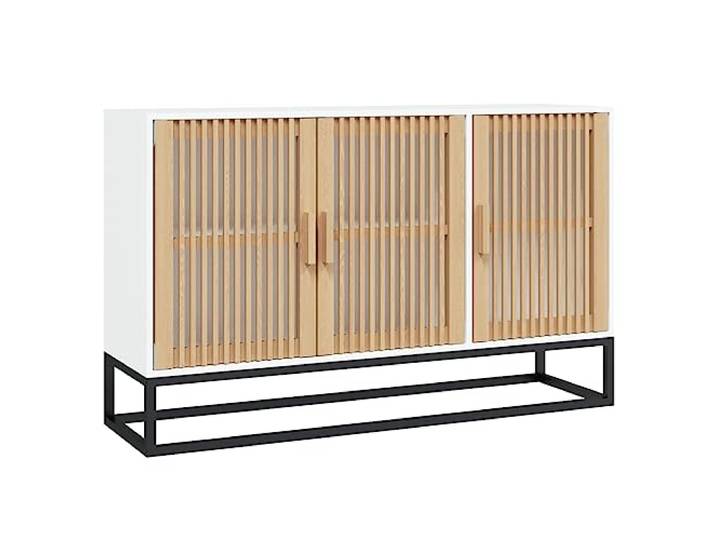 Kaorsrow Sideboard Weiß 105x30x65 cm Kommode Anrichte Flurschrank Vielseitiger Schrank mit Holztüren und stabilen Eisenbeinen für Wohnzimmer und Schlafzimmer mit viel Stauraum.