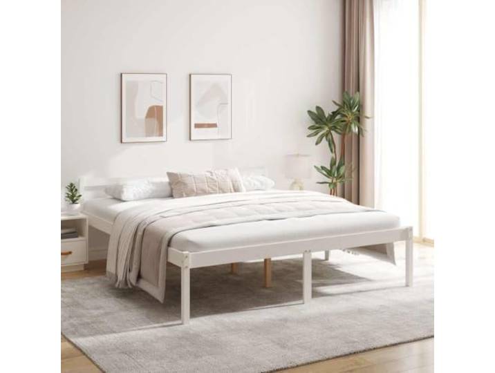YNGBHFNOP Massivholz Kiefer Seniorengerecht 45 cm Sitzhöhe 200x200 cm Weiß Seniorenbett Weiß 200x200 Massivholz Kiefer Bettgestell mit Kopfteil Hohes Pflegebett Stauraum Modernes Holzbett für Ältere