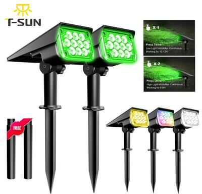 Inspired Finds Solar Garden Spotlight Adjustable Light Temperature Super Bright Outdoor Solar Lamp green 1pc