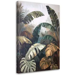 WANDBILD, Blätter der Monstera Dschungel Natur