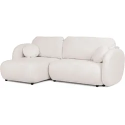 ECKSOFA Candy mit Schlaffunktion Weiß Bouclé-Stoff - Ottomane links