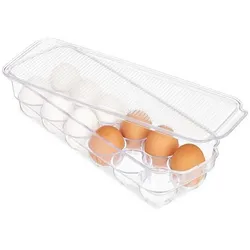 relaxdays 12er Eierbox für Kühlschrank transparent, 32.5x8x11.5 cm