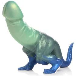 Creature Cocks, Dildo, XR Brands Jurassic Cock Dinosaurier Dildo Grün & Blau