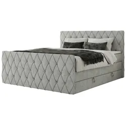 Boxspringbett mit Bettkasten  ¦ grau ¦ Maße (cm): B: 181 H: 110