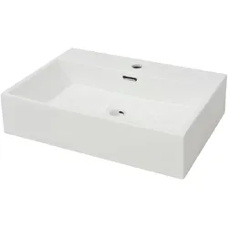 Helloshop26 - 60,5 cm weißes Keramikwaschbecken mit Hahnloch 02_0002534