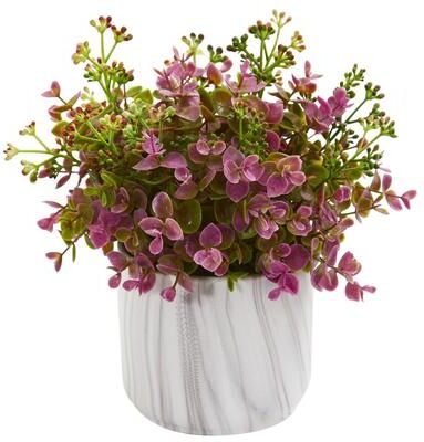 Nearly Natural Eucalyptus Artificial Plant in Marble Finished Vase