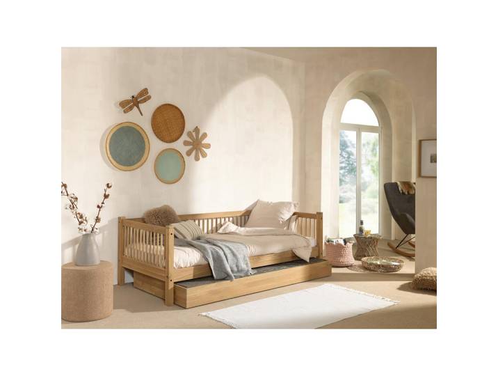 Ausziehbett Eiche +Lattenrost 90x200 cm Forest Natur