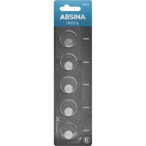 Absina Knopfzelle CR1220, 40 mAh, Lithium, 5 Stück